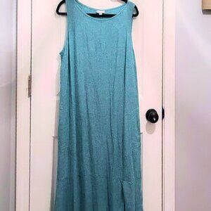J Jill Pure Jill Teal Asymmetrical Linen Viscose Blend Sleeveless Midi/Maxi MED